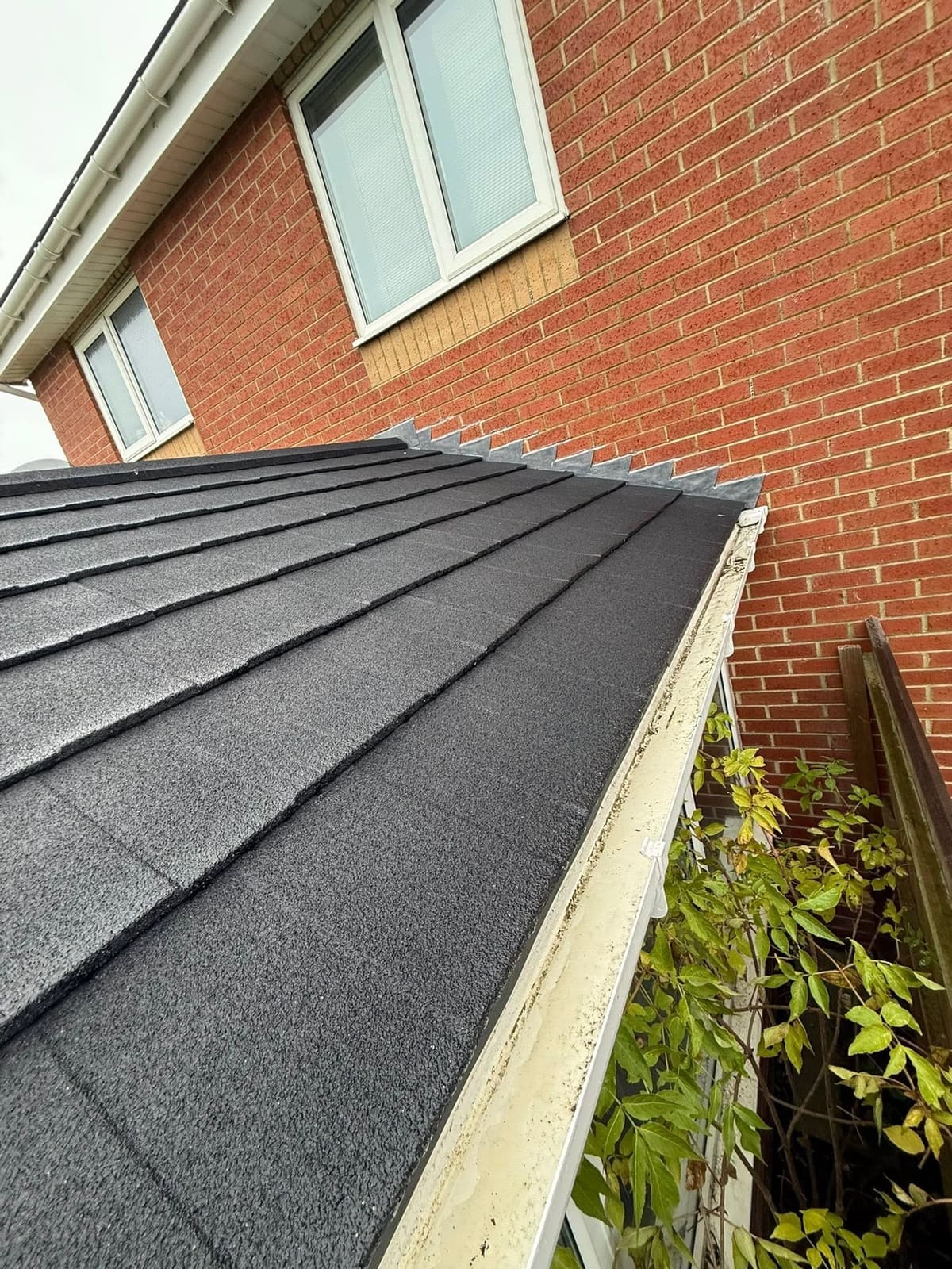 Roof and gutter halfway through