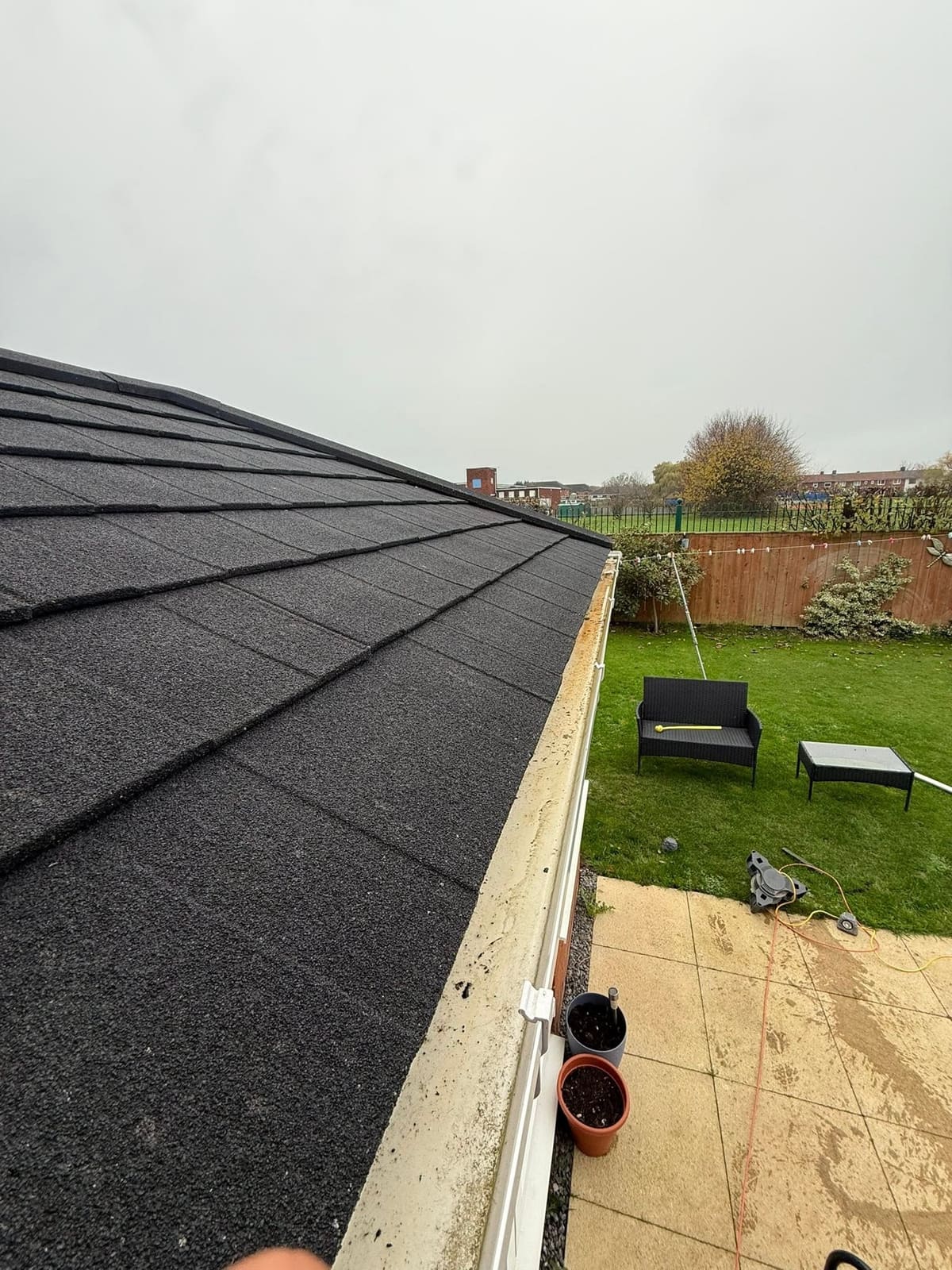The clean roof, ready for the biocide treatment