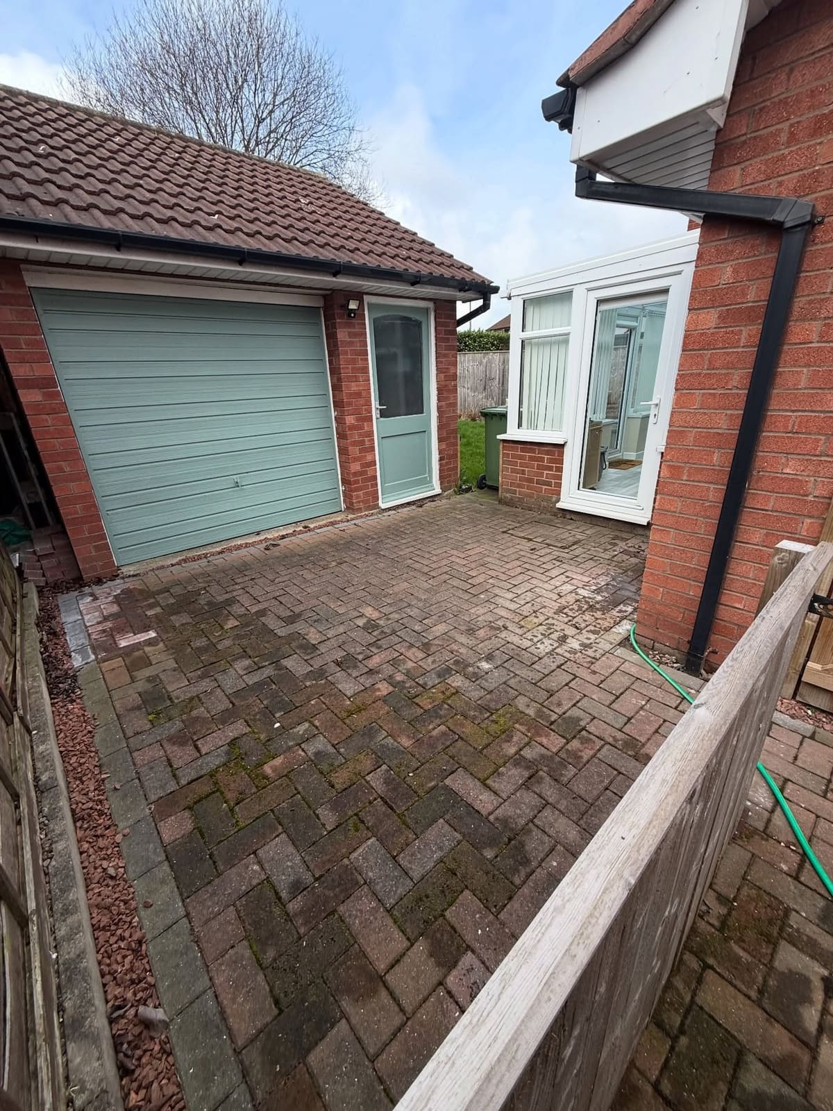 Side path block paving before and after cleaning